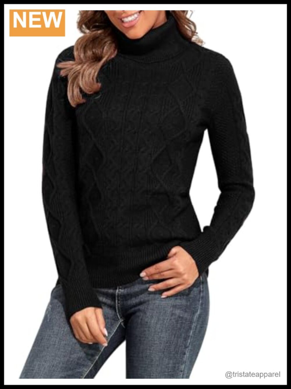 Turtleneck Cable Knit Chunky Sweater Long Sleeve Fisherman Pullover Viscose